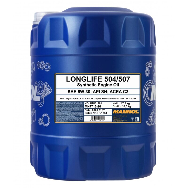 MANNOL LONGLIFE 504/507 API SN W30 - Öle und Pflegemittel für Auto, M